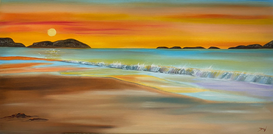 Original oil painting ~ Luskentyre sunset 100cm x 50cm