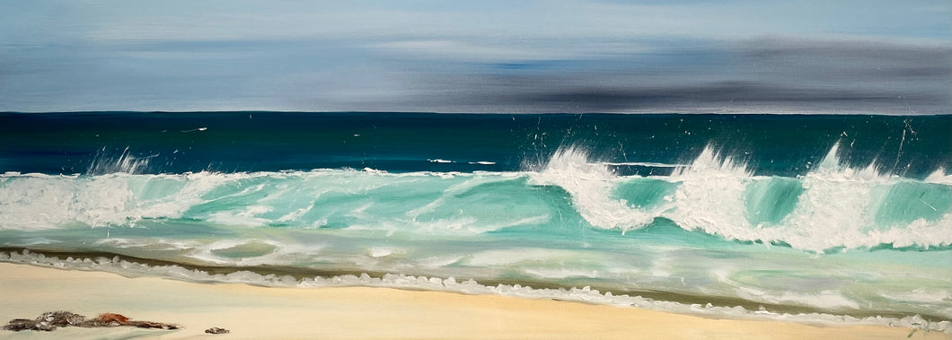 Original oil painting ~ Harris wave 80cm x 30cm