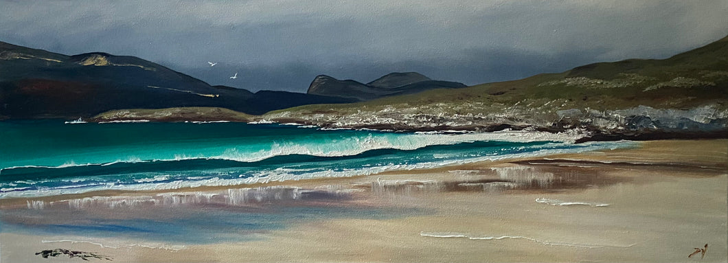 Original oil painting ~ Luskentyre Shore 80cm x 30cm