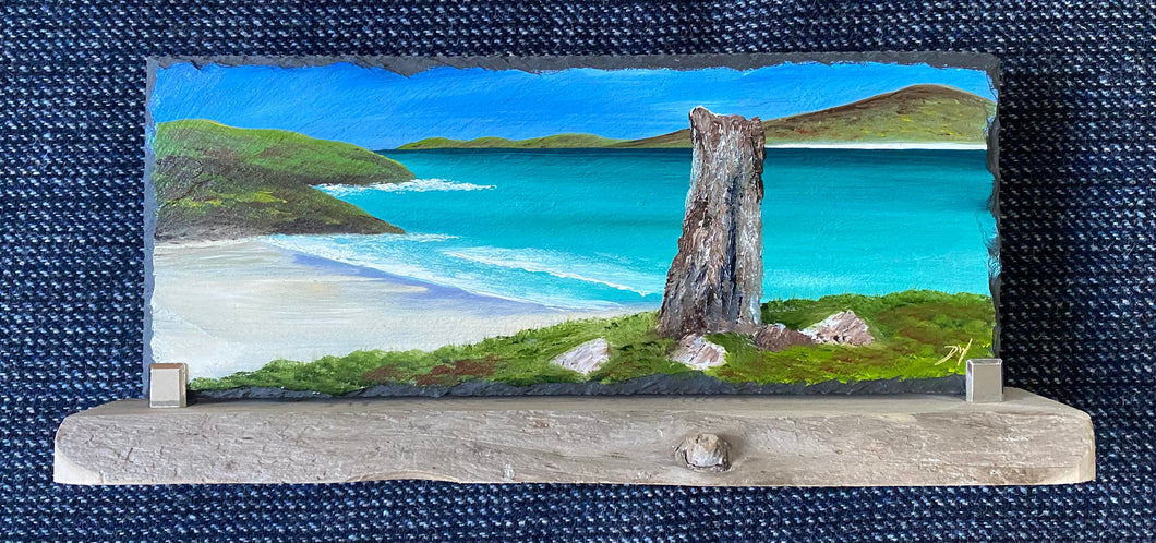Oil painting on Slate ~ Macleod’s Stone