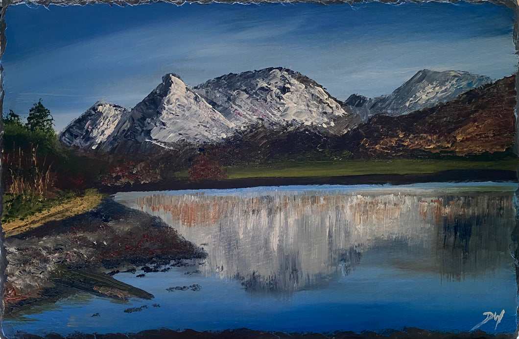 Oil painting on slate 30cm x 20cm ~ Glencoe view
