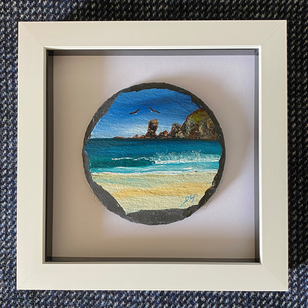 Framed mini slate oil painting ~ Dail Mòr