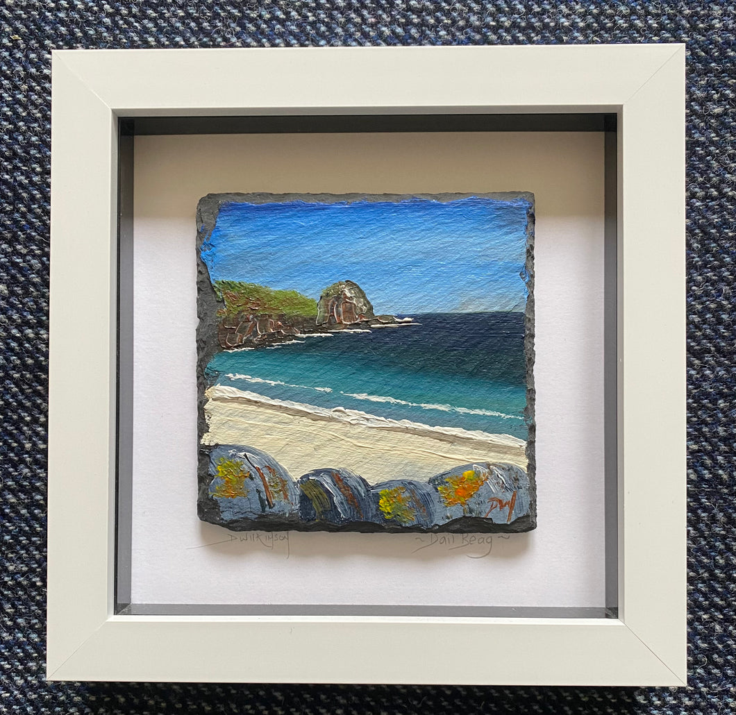 Framed mini slate oil painting ~ Dail Beag