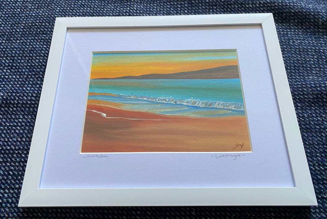 Framed oil painting ~ Luskentyre Sunset