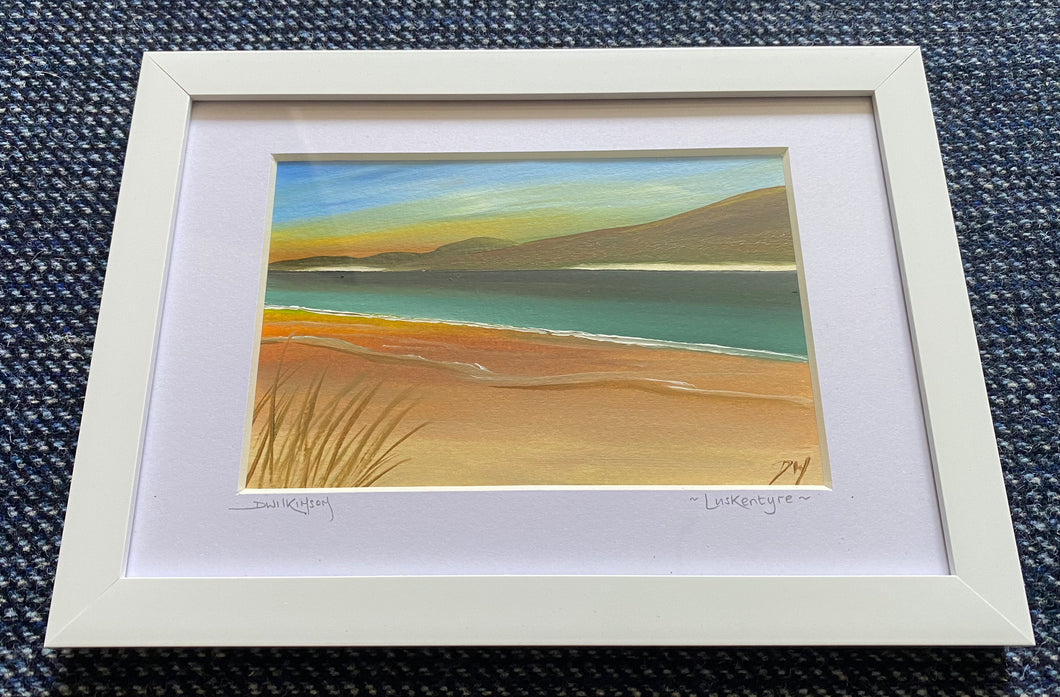 Framed mini oil painting ~ Luskentyre Sunset