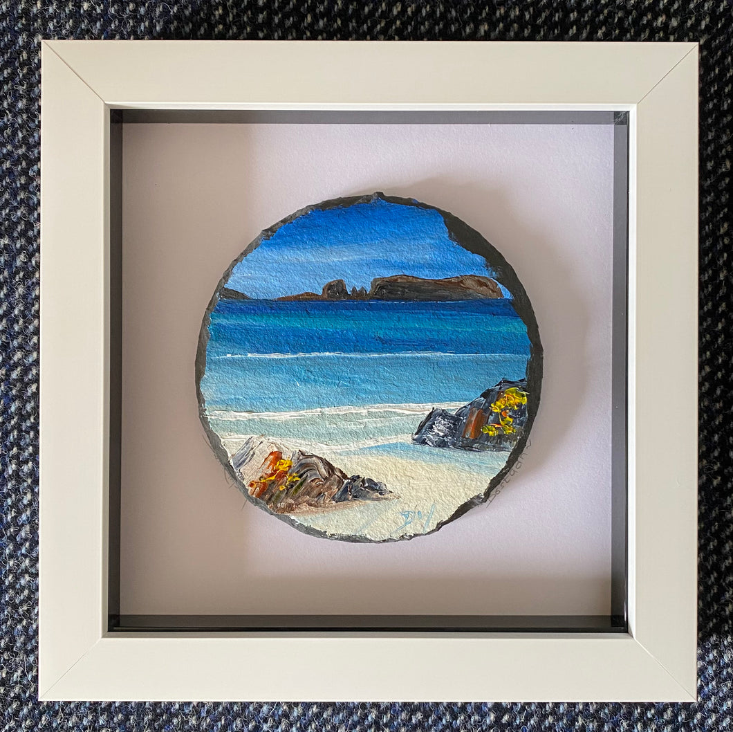 Framed mini slate oil painting ~ Bostadh