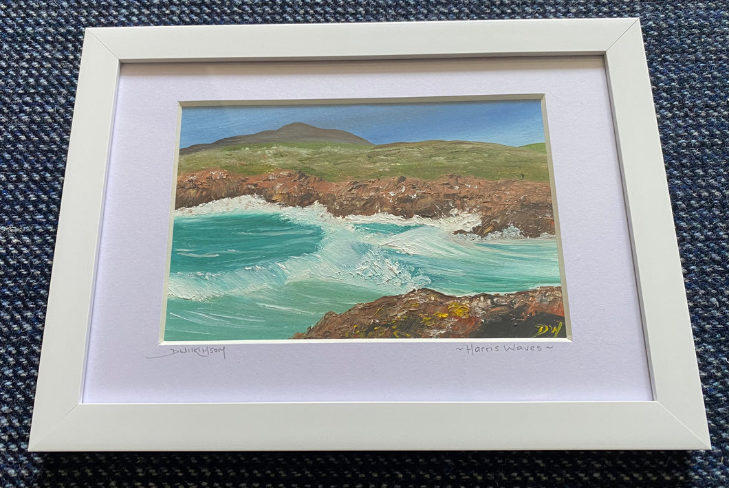 Framed mini oil painting ~ Harris Waves