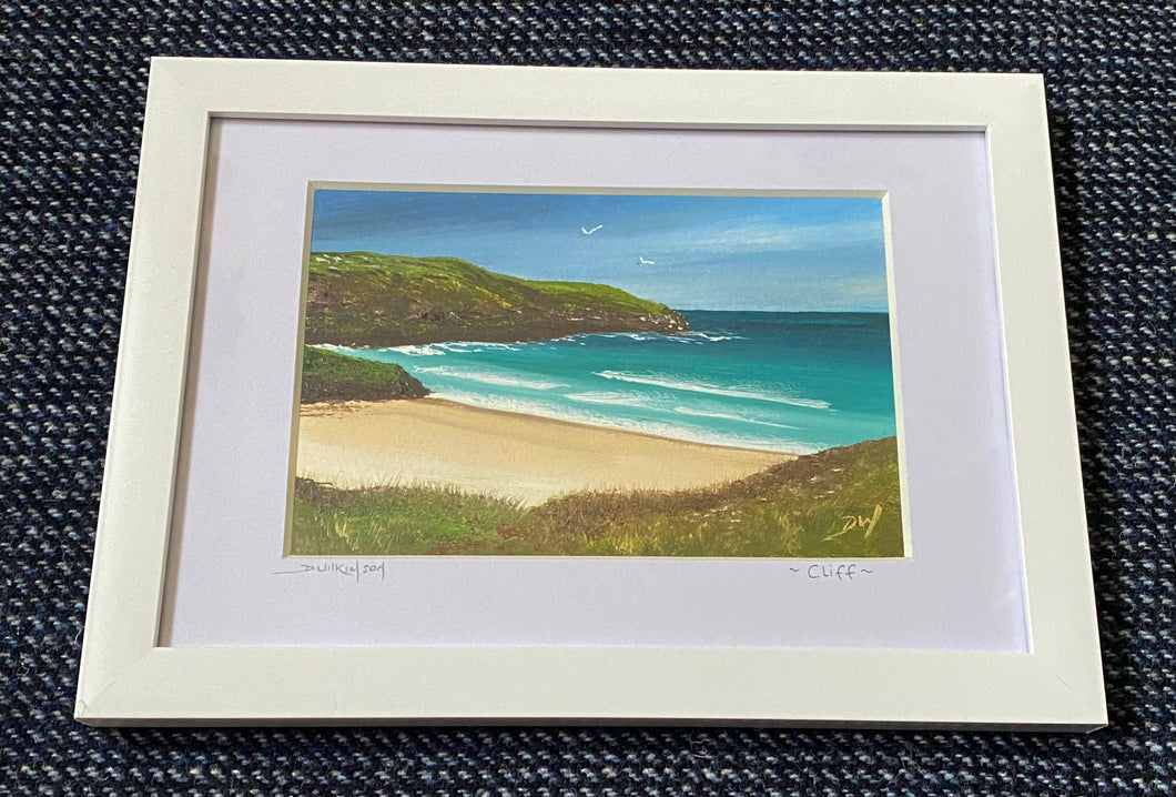 Framed mini oil painting ~ Cliff