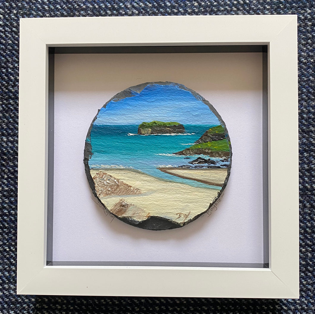 Framed mini slate oil painting ~ Bayble