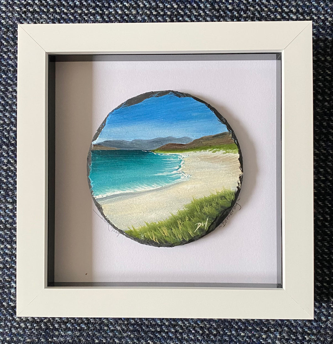 Framed mini slate oil painting ~ Berneray