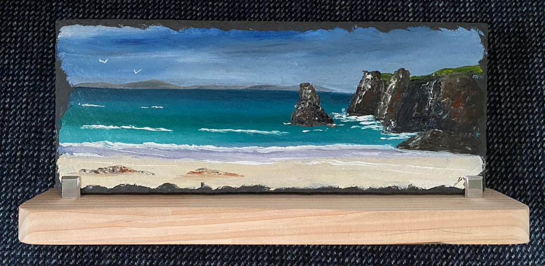 Oil painting on slate ~ Garry Beach