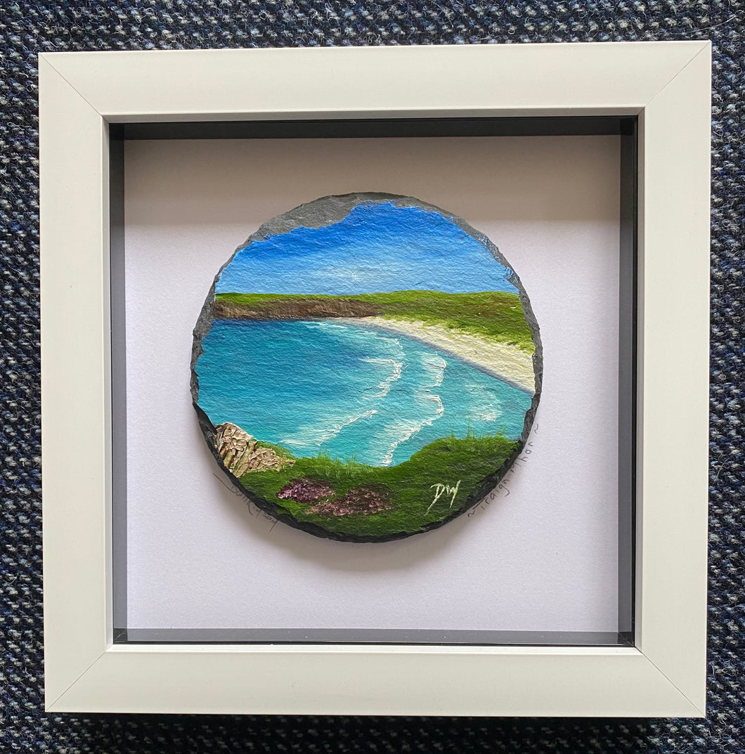 Framed mini slate oil painting ~ Traigh Mhòr