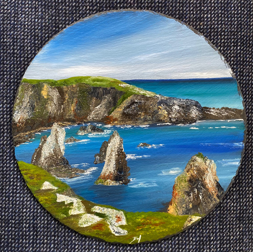 Oil painting on slate ~ Mangersta Sea Stacks