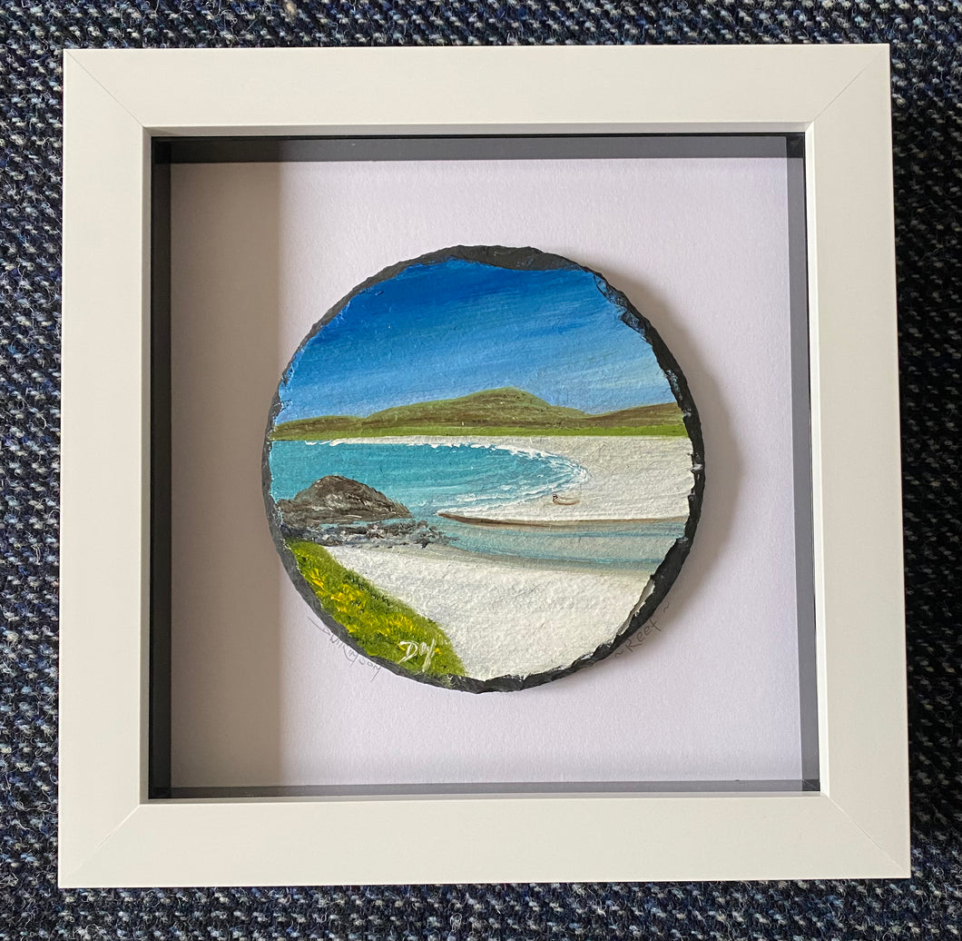 Framed mini slate oil painting ~ Reef